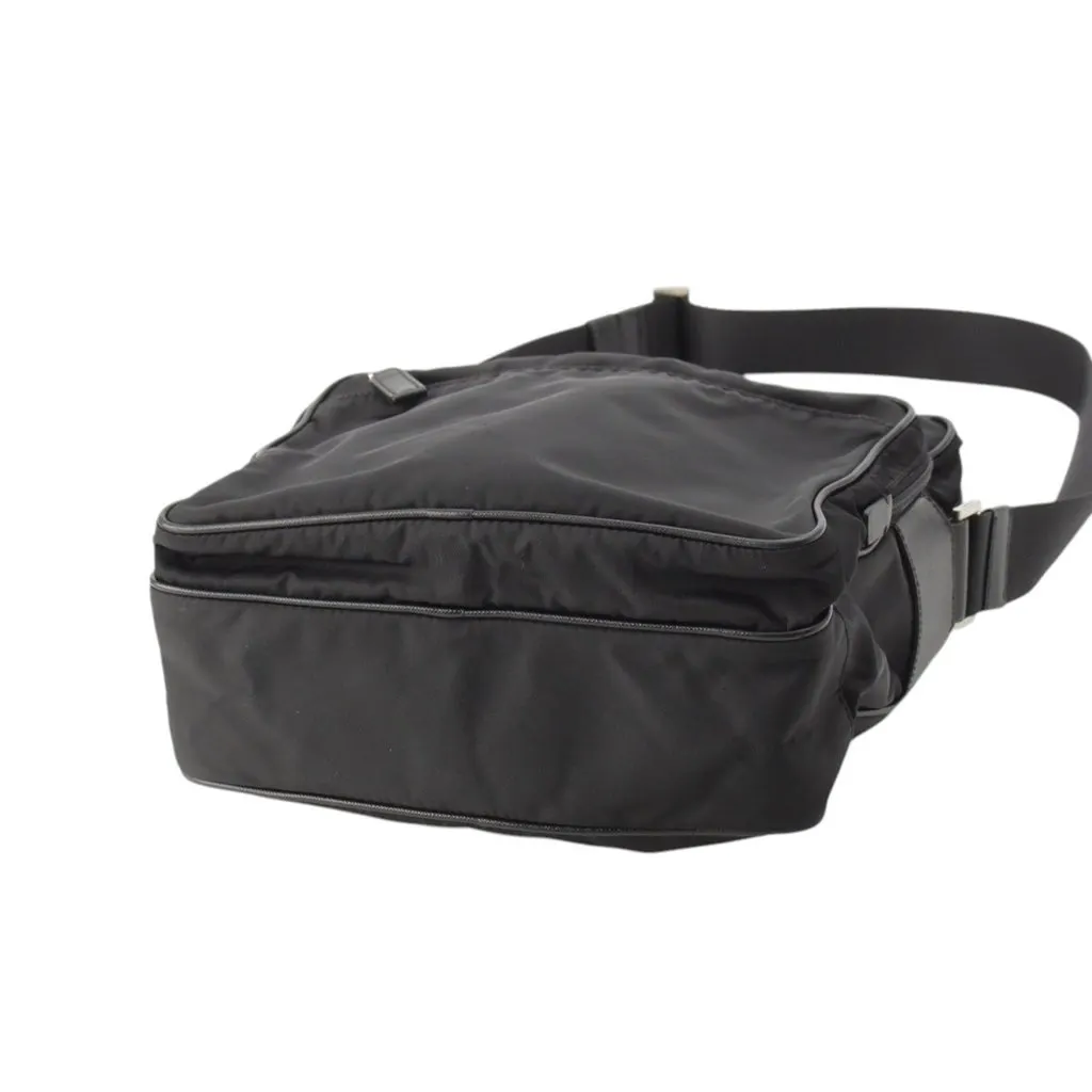 Prada Saffiano Trimmed Tessuto Zip Top Crossbody Black Very good - Inside View