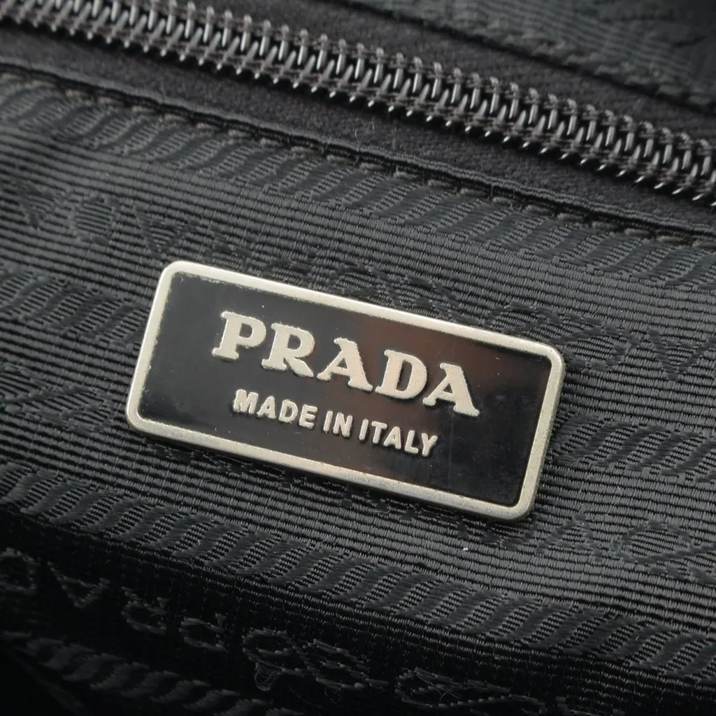 Prada Saffiano Trimmed Tessuto Zip Top Crossbody Black Very good - Box View