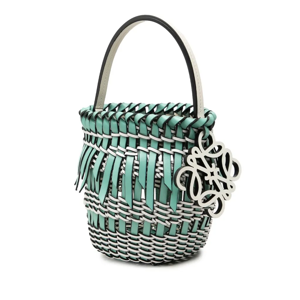 Loewe Bicolor Leather Fringe Bucket Bag Green Leather Very good - Back View