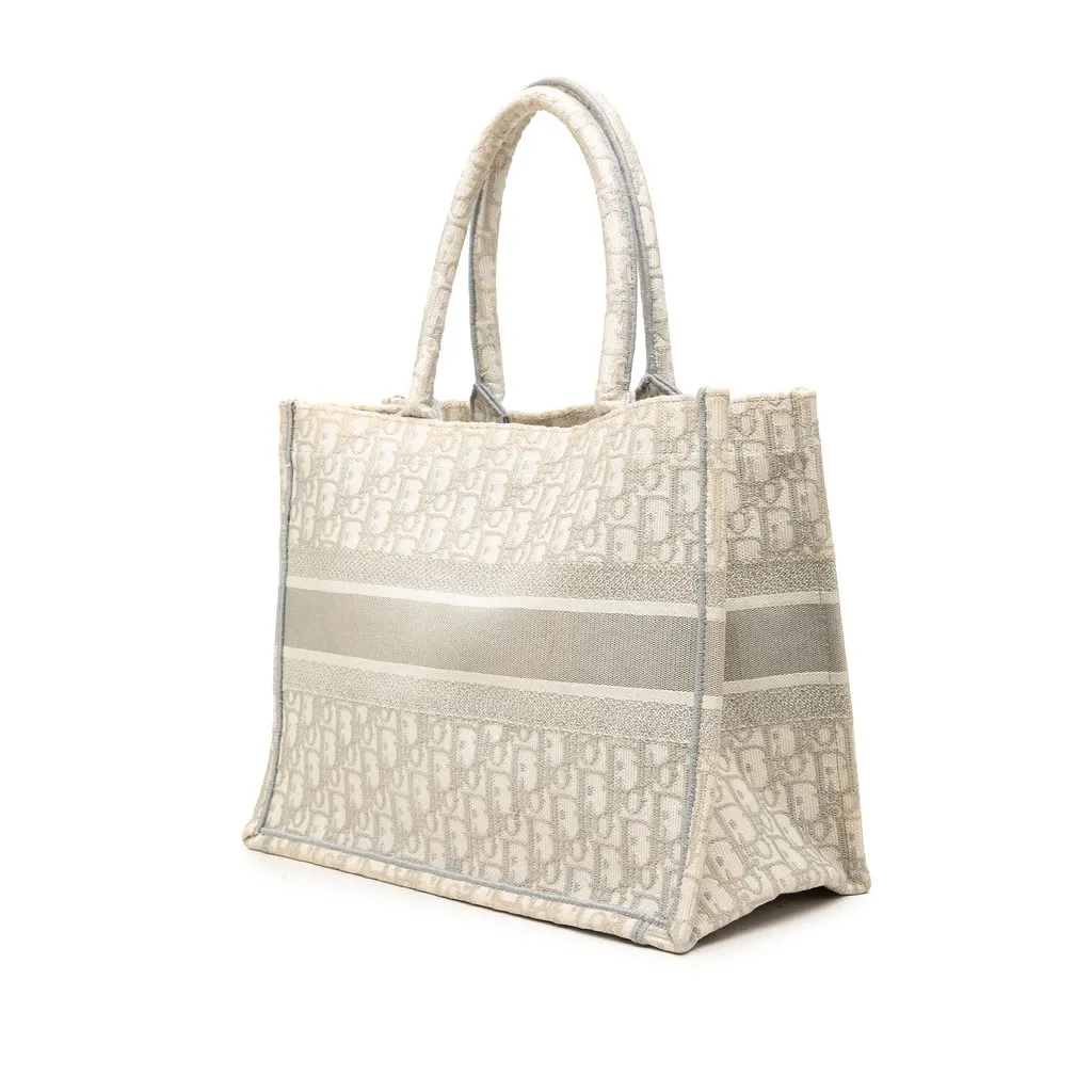 Dior Medium Oblique Embroidered Canvas Book Tote MultiColor Canvas Very good - Back View