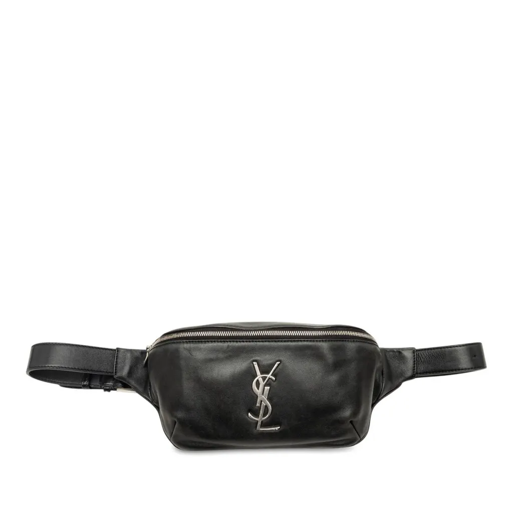 Saint Laurent Smooth Calfskin Monogram Belt Bag Black Leather Very good - Front View