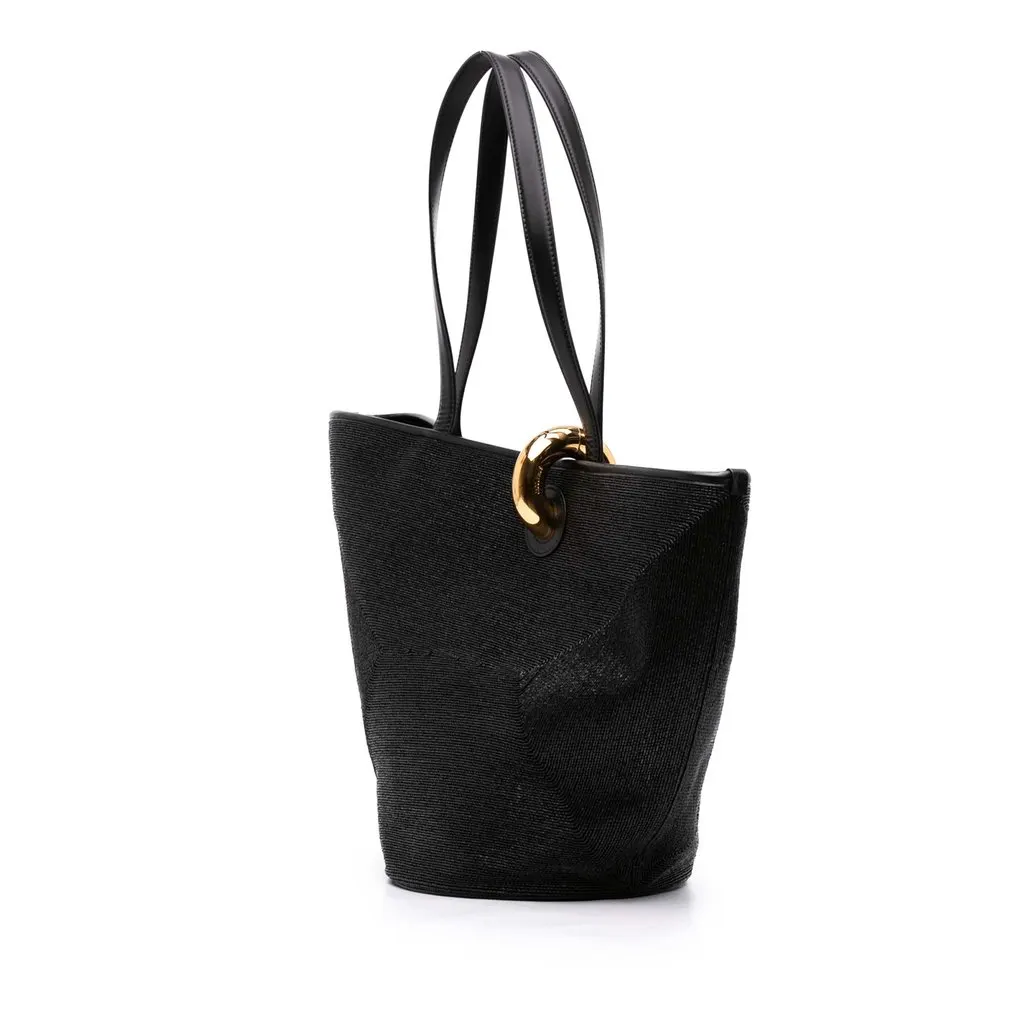 Jacquemus Raffia Effect Nylon and Polyester Le Bambola Bucket Bag Black Very good - Back View
