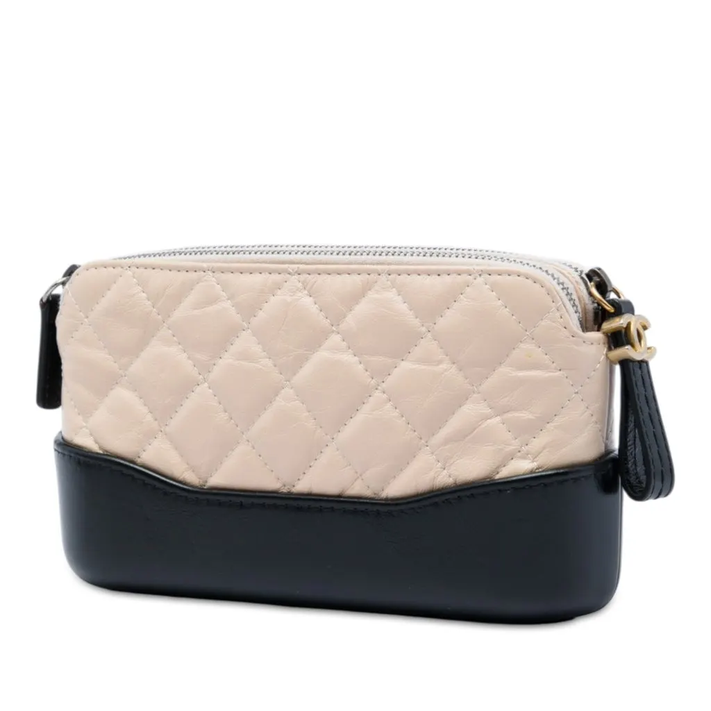 Chanel Bicolor Aged Calfskin Gabrielle Double Zip Clutch with Chain Beige Leather Very good - Back View