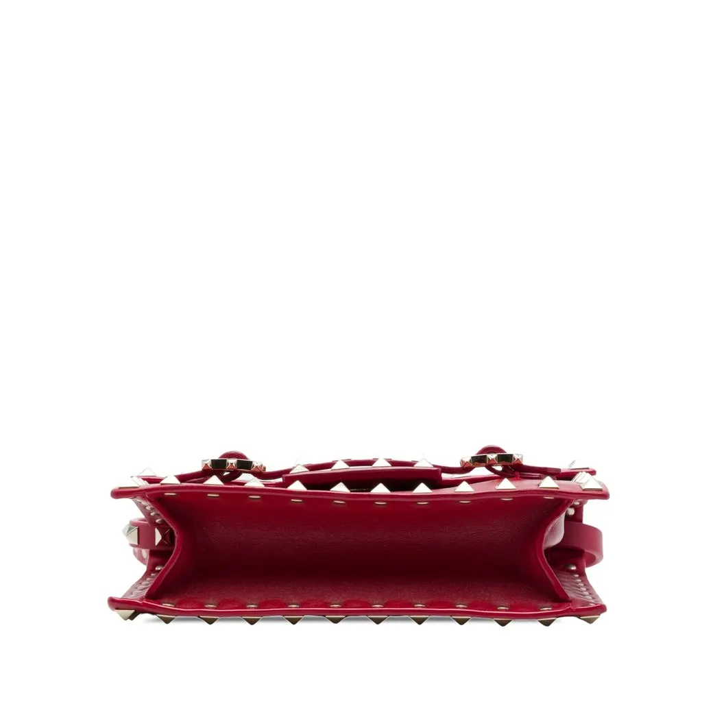 Valentino Calfskin Rockstud Buckled Flap Crossbody Red Leather Good - Inside View