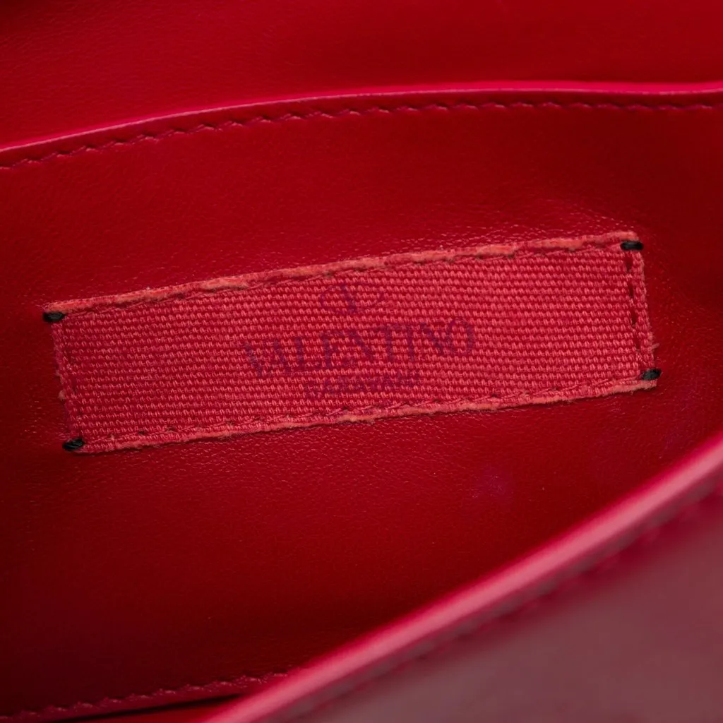 Valentino Calfskin Rockstud Buckled Flap Crossbody Red Leather Good - Box View