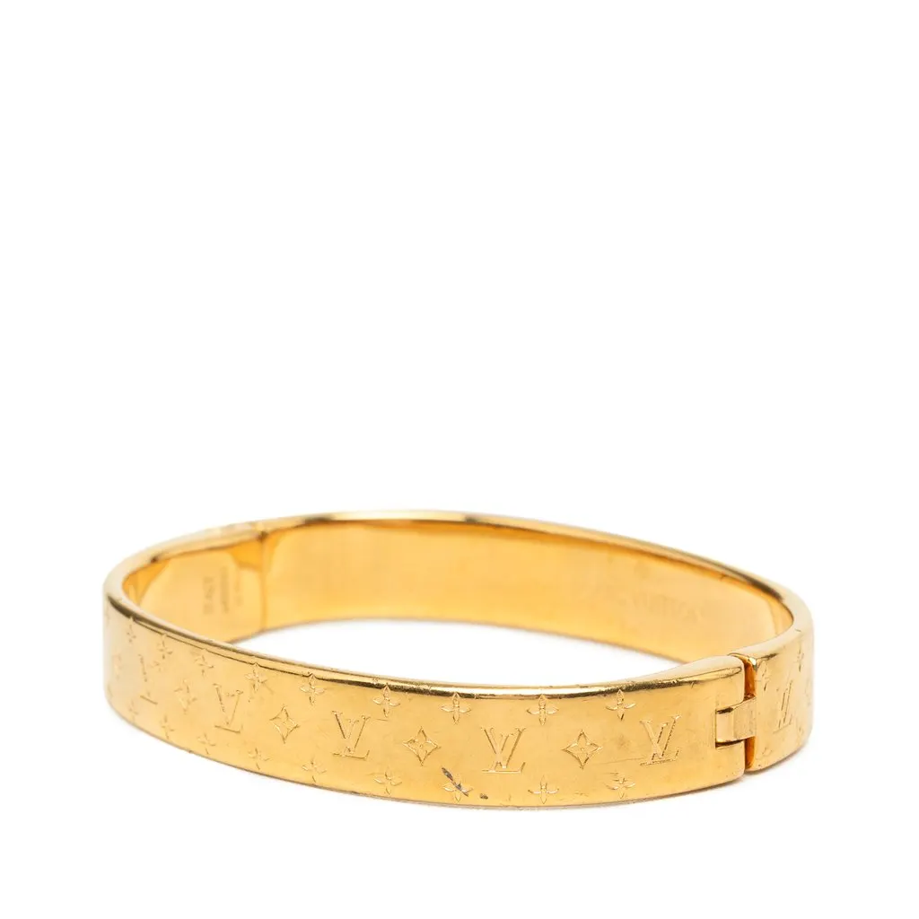 Louis Vuitton Gold Plated Nanogram Cuff Bracelet S Gold Metal Very good - Back View