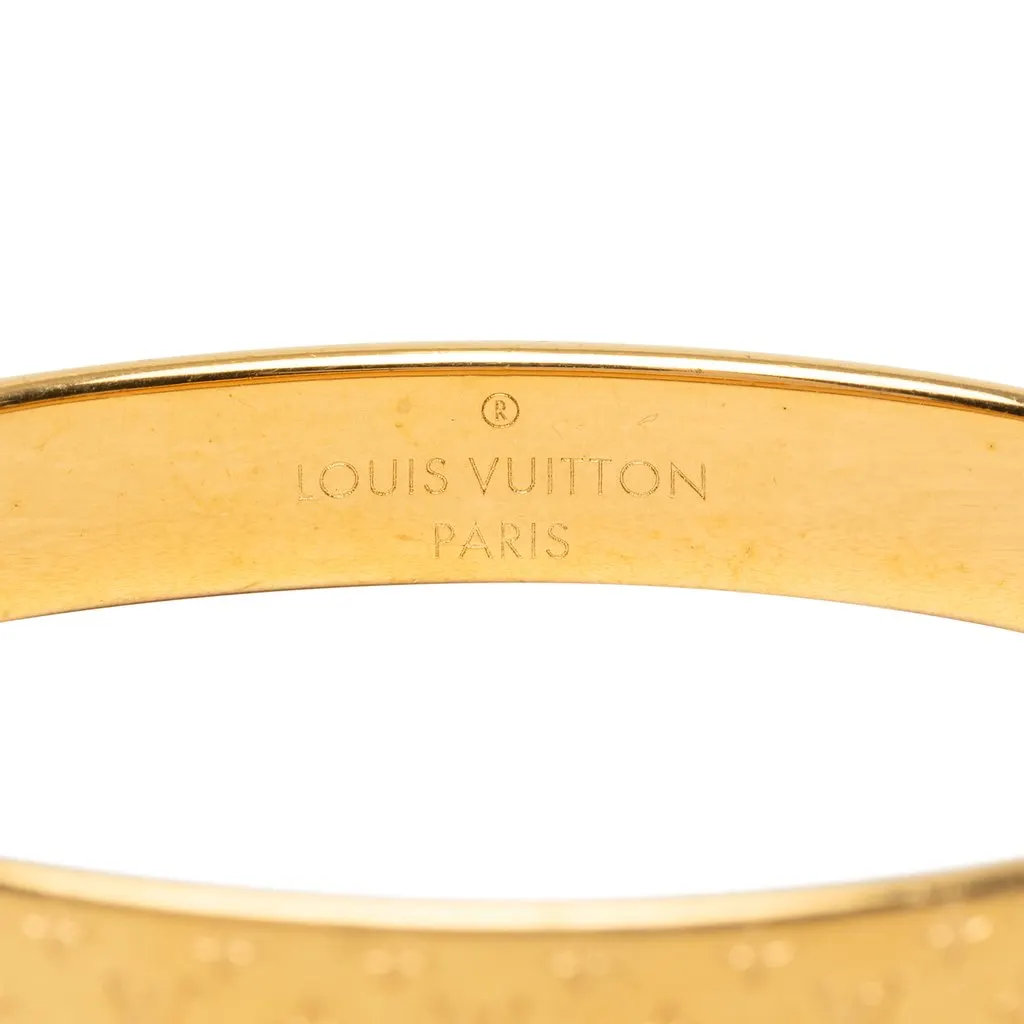 Louis Vuitton Gold Plated Nanogram Cuff Bracelet S Gold Metal Very good - Model View