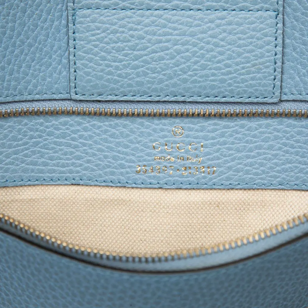 Gucci Medium Calfskin Swing Tote Blue Leather Very good - Box View