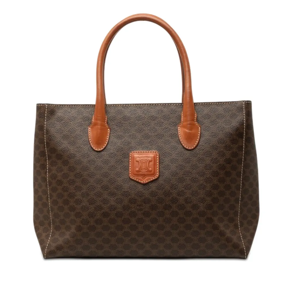 Celine Macadam Coated Canvas Tote Brown Very good - Front View