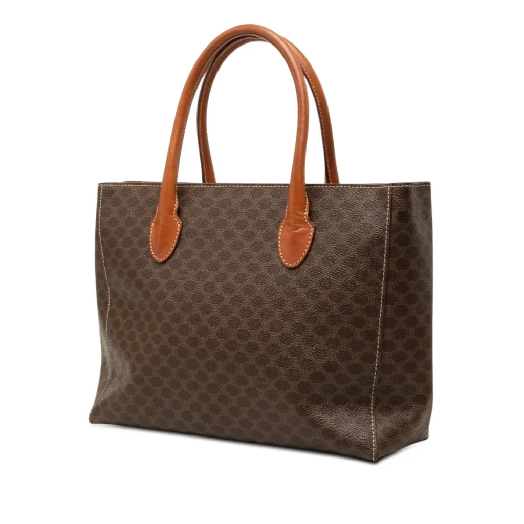 Celine Macadam Coated Canvas Tote Brown Very good - Back View