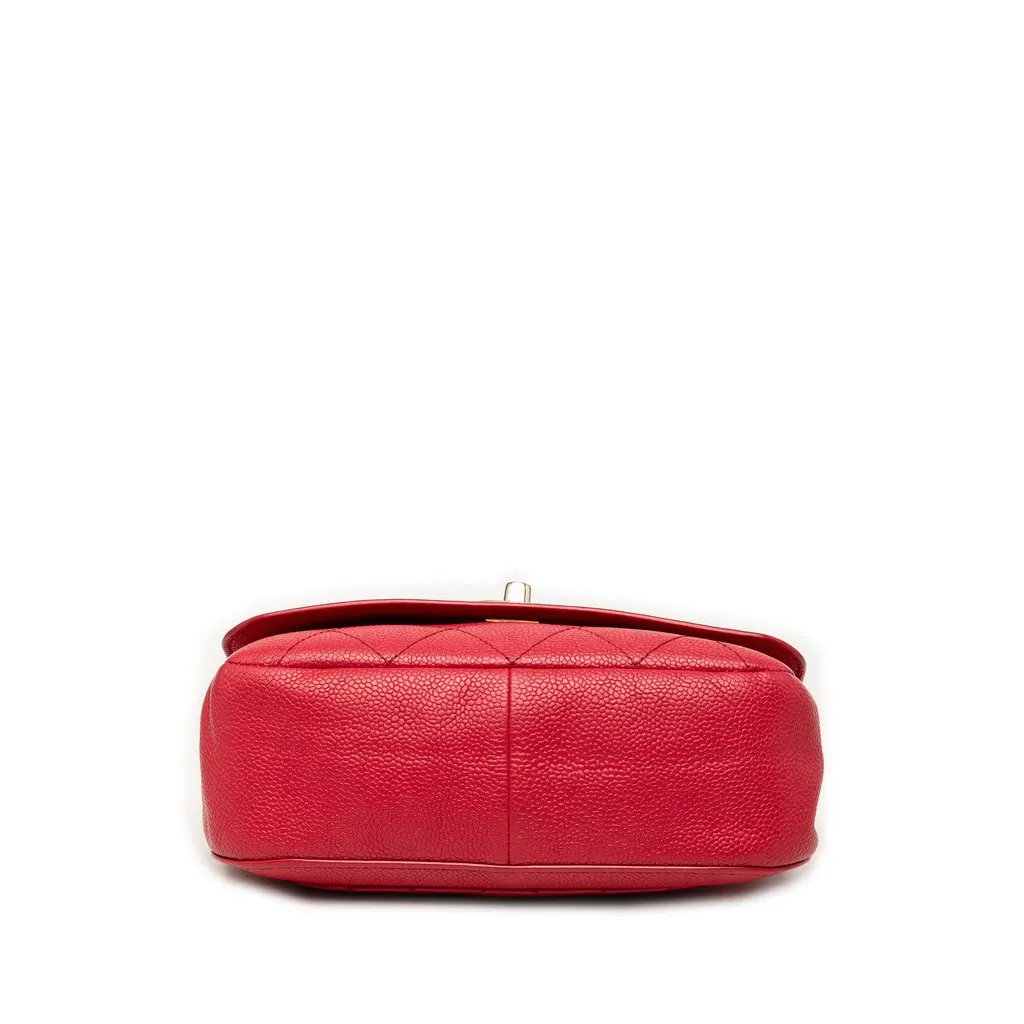 Chanel Small Caviar Business Affinity Top Handle Bag Red Leather Good - Inside View