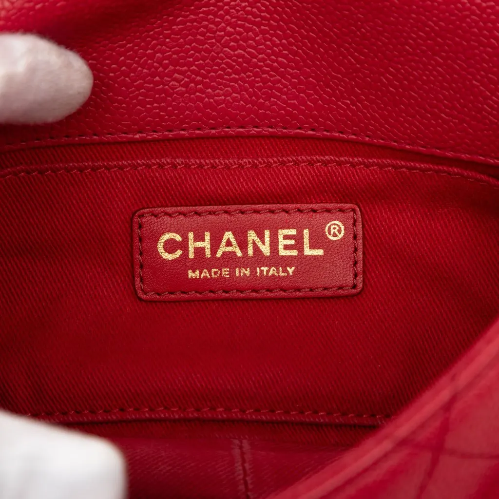 Chanel Small Caviar Business Affinity Top Handle Bag Red Leather Good - Box View