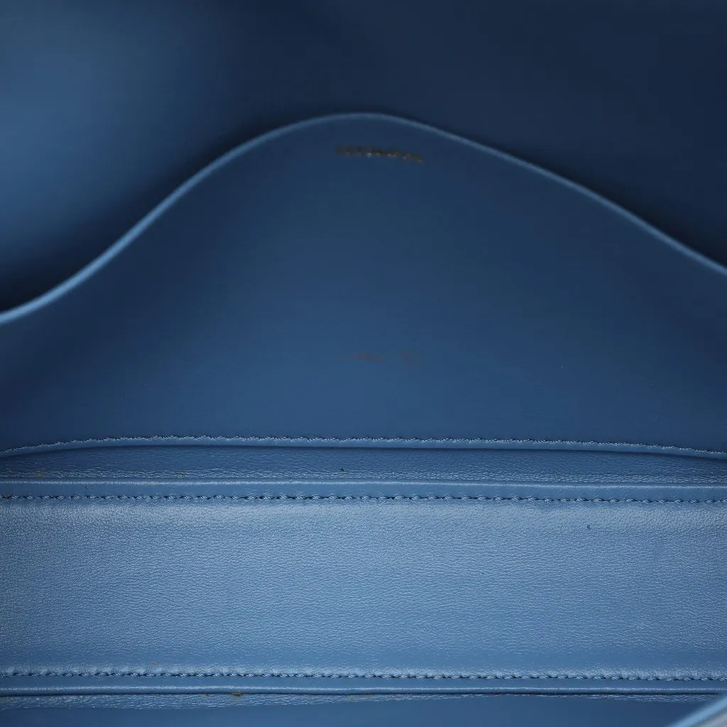 Celine Shiny Calfskin Triomphe Claude Shoulder Bag Blue Leather Good - Model View