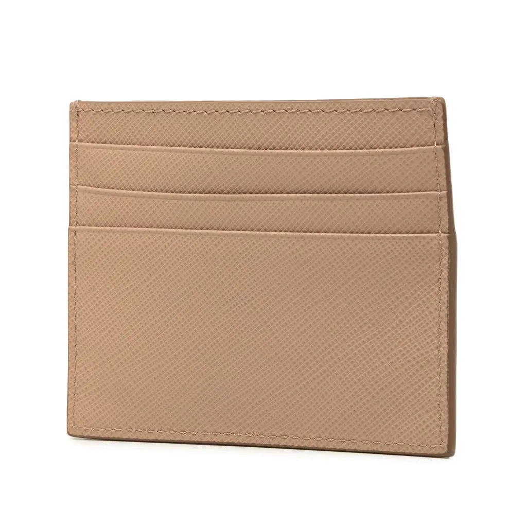 Prada Saffiano Card Holder Brown Leather Very good - Back View