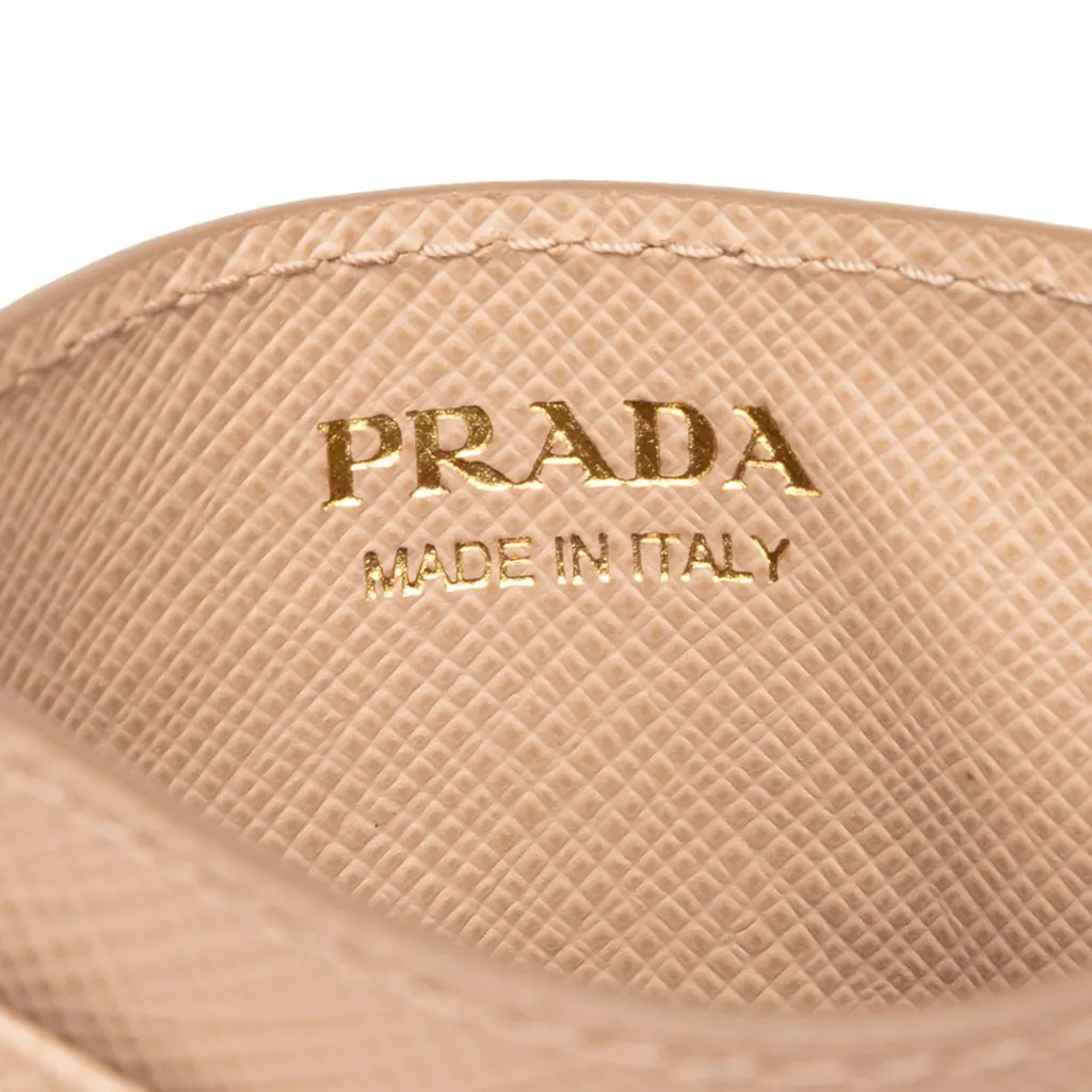 Prada Saffiano Card Holder Brown Leather Very good - Box View