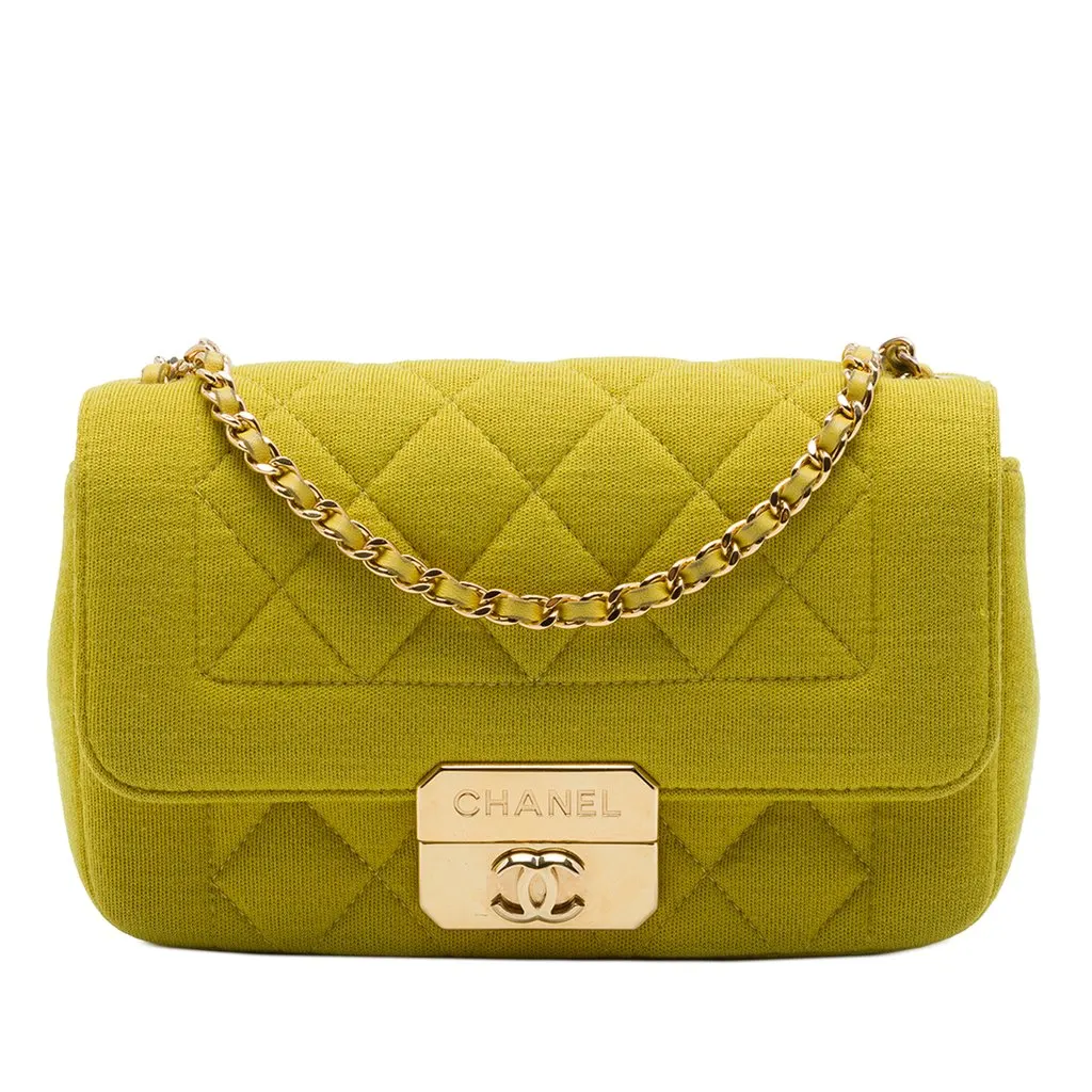 Chanel Mini Jersey Chic With Me Flap Yellow Very good - Front View