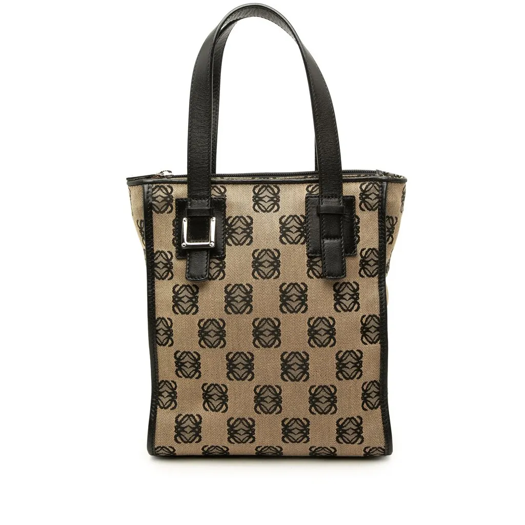 Loewe Anagram Canvas Handbag Beige Canvas Good - Front View