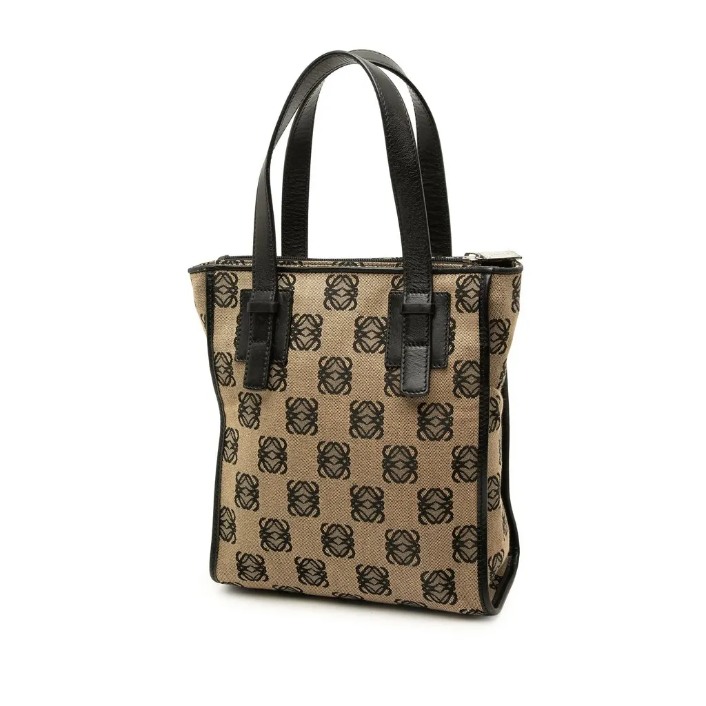 Loewe Anagram Canvas Handbag Beige Canvas Good - Back View