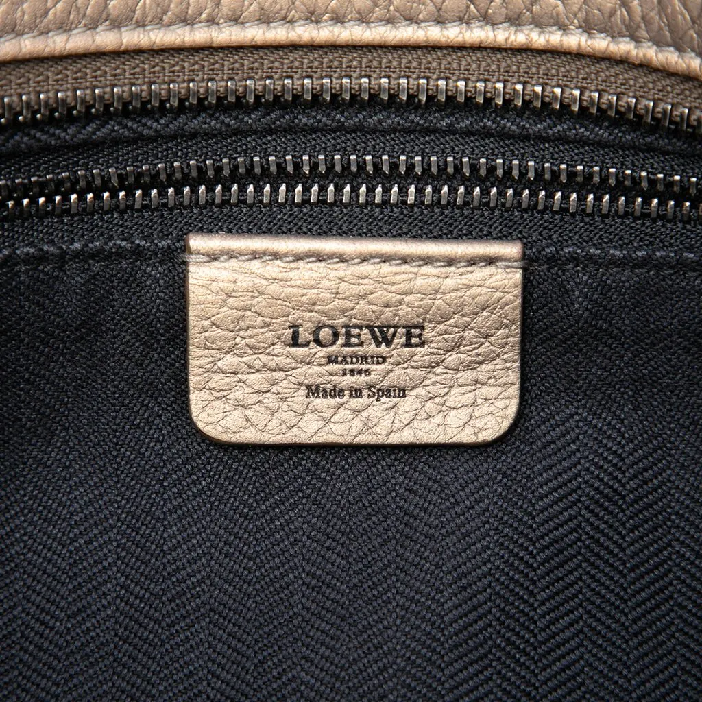 LOEWE Metallic Leather Anagram Fusta Tote Brown Leather Very good - Box View