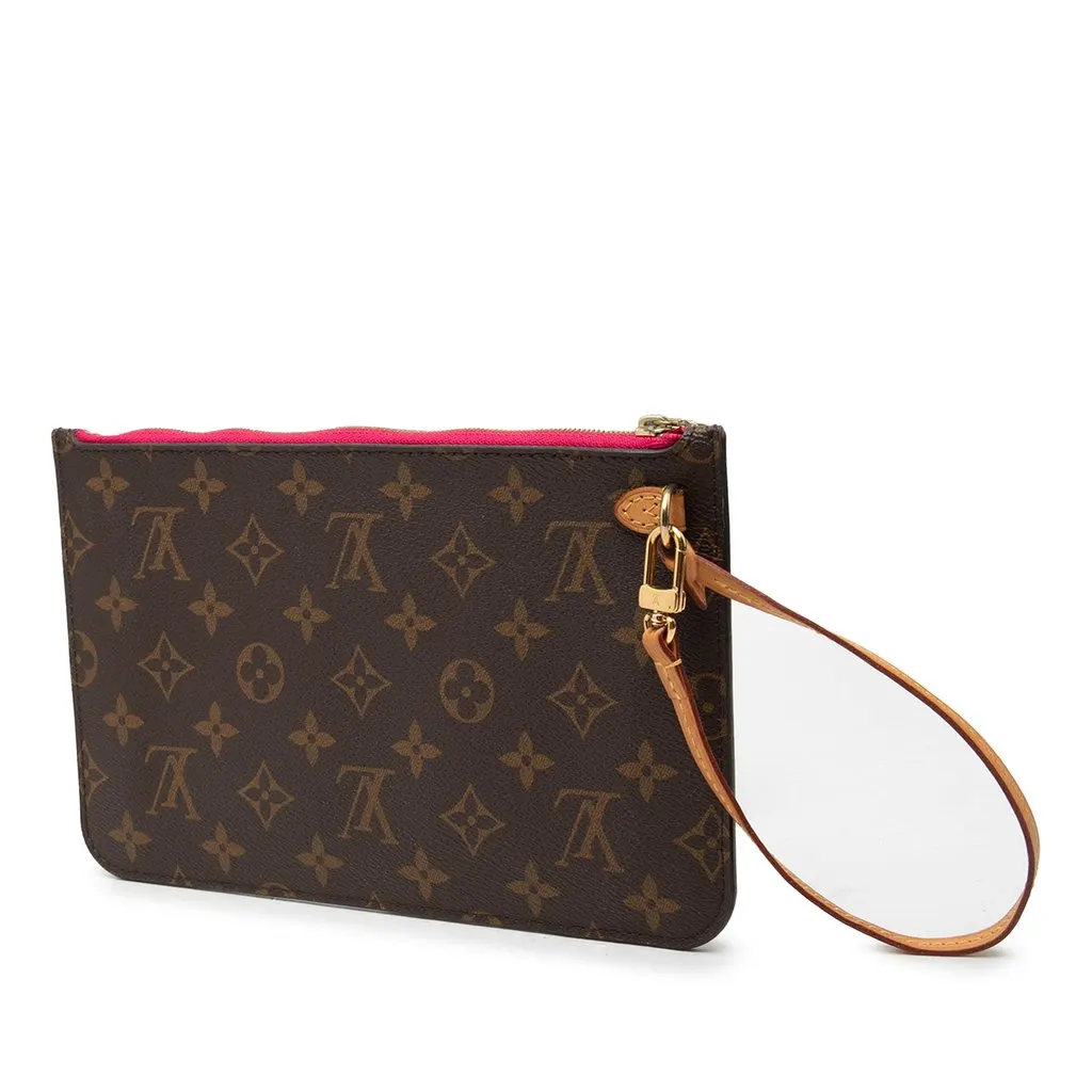 Louis Vuitton Monogram Neverfull Pochette Brown Canvas Good - Back View
