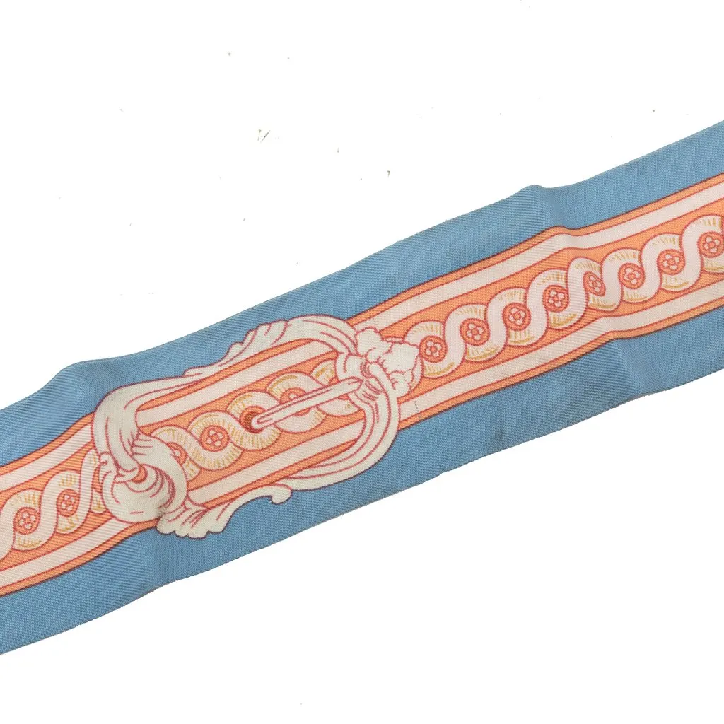 Hermès Bride de Cour Silk Twilly Scarf Blue Silk Good - Box View