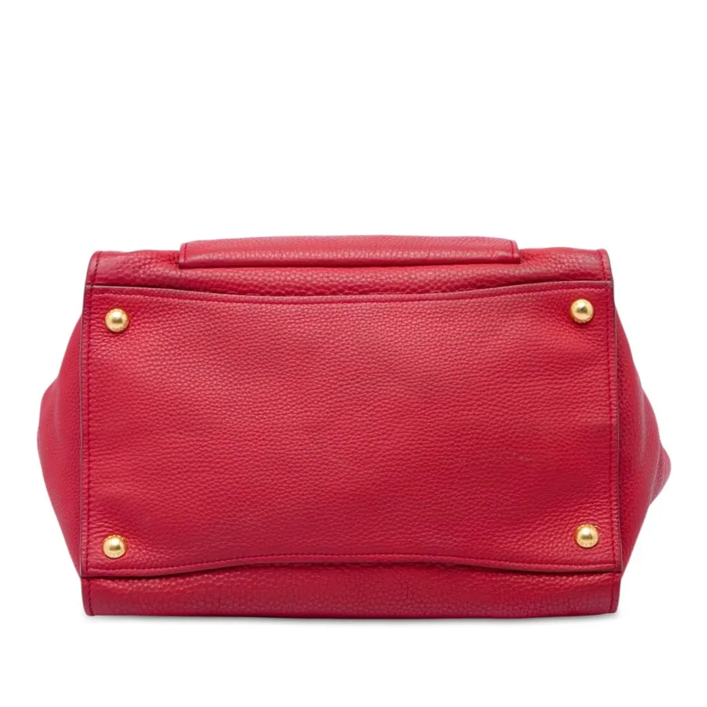 Prada Vitello Daino Front Pocket Open Convertible Tote Red Leather Very good - Inside View