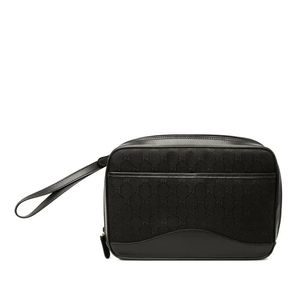 Gucci GG Canvas Clutch Black Canvas Good - Front View