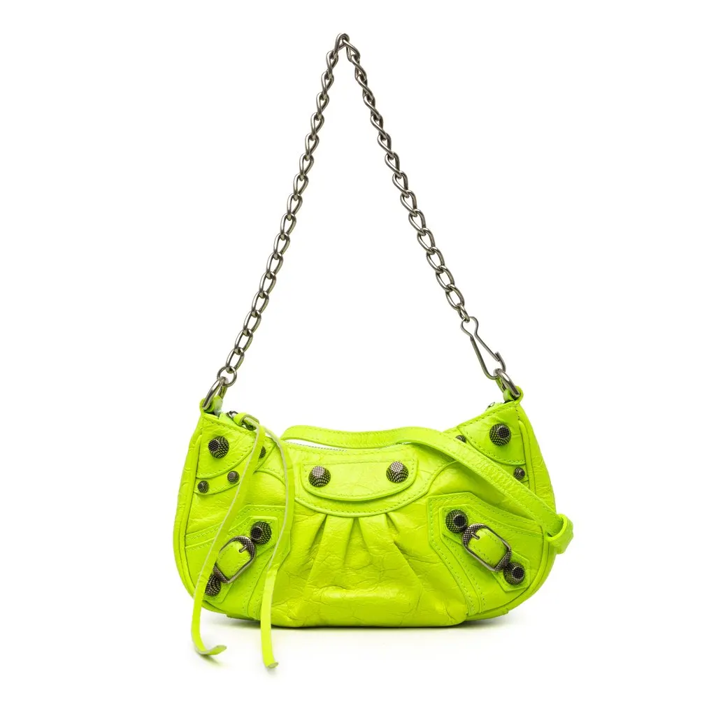 Balenciaga Mini Lambskin Motocross Le Cagole Yellow Leather Very good - Front View