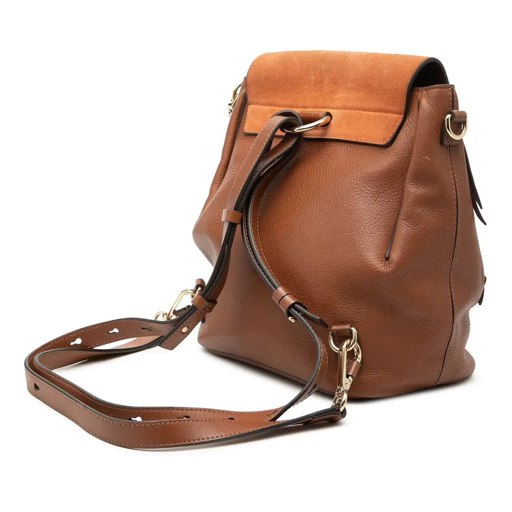 Chloé Medium Calfskin and Suede Faye Backpack Brown Leather Very good - Back View