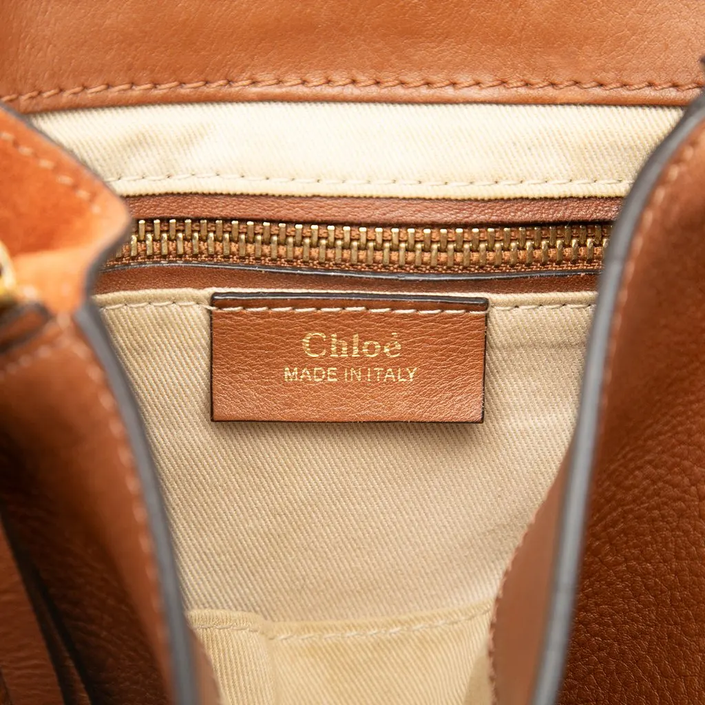 Chloé Medium Calfskin and Suede Faye Backpack Brown Leather Very good - Box View