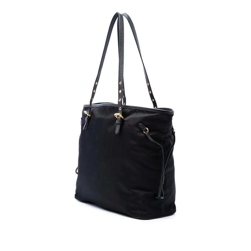 Prada Saffiano Trimmed Tessuto Tote Black Polyamide Good - Back View