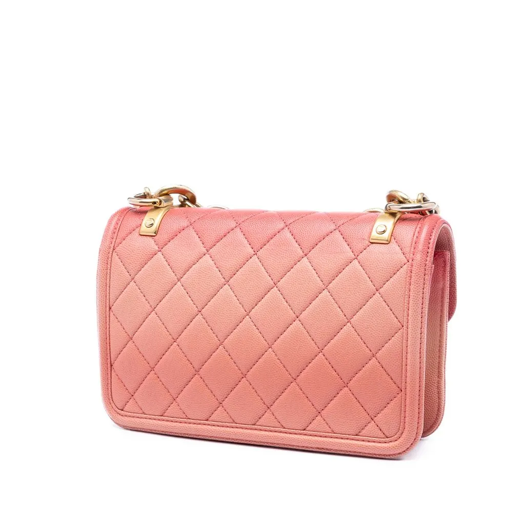 Chanel Small Quilted Caviar Sunset On The Sea Flap Pink Leather Very good - Back View