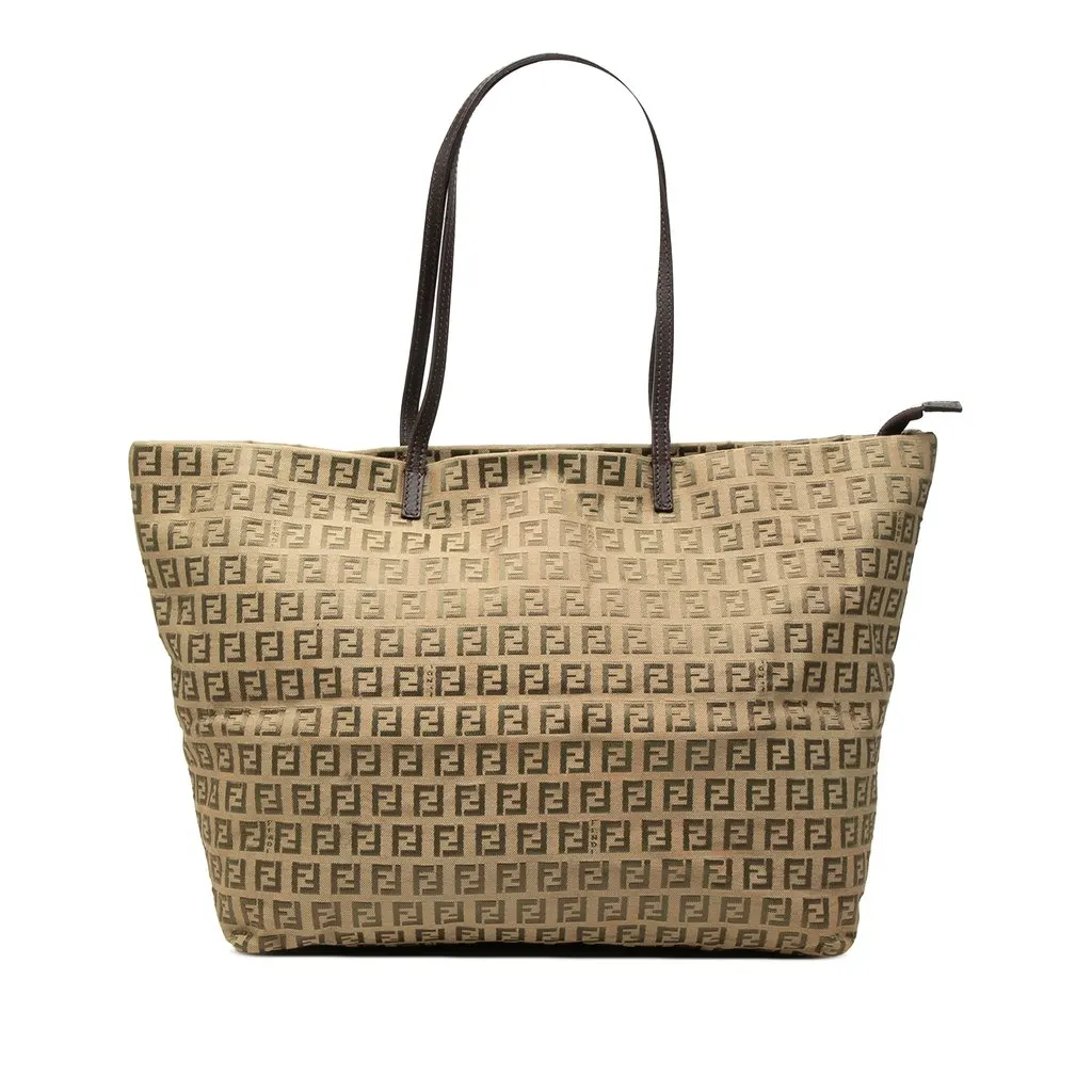 Fendi Zucchino Canvas Tote Beige Canvas Good - Front View