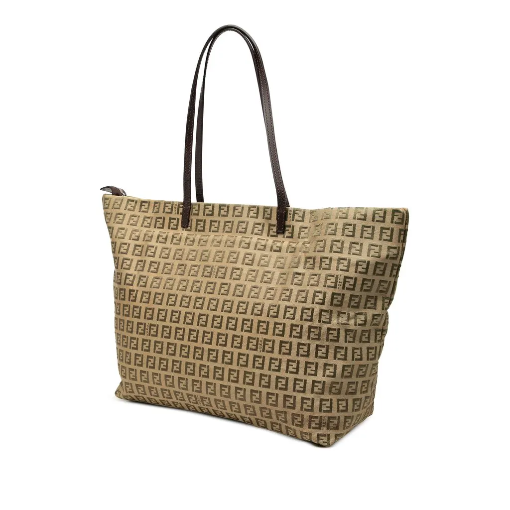 Fendi Zucchino Canvas Tote Beige Canvas Good - Back View