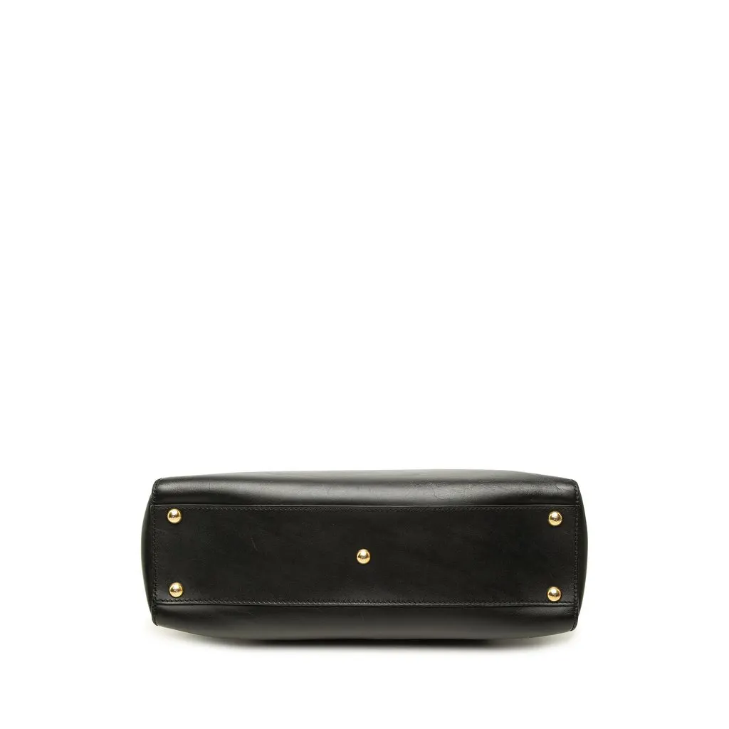 Fendi Medium Shiny Nappa Peekaboo Iconic Satchel Black Leather Good - Inside View