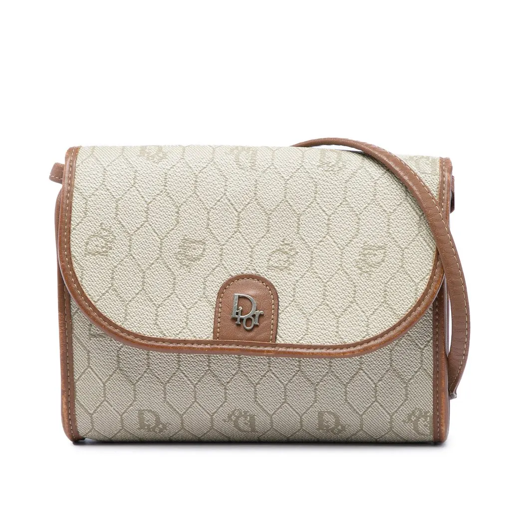 Dior Honeycomb Coated Canvas Crossbody Beige Canvas Very good - Front View