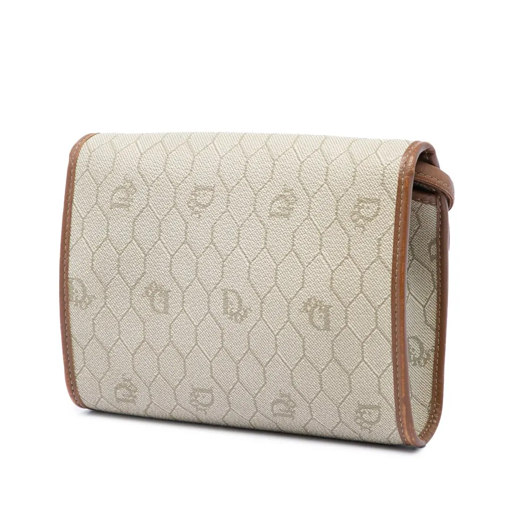 Dior Honeycomb Coated Canvas Crossbody Beige Canvas Very good - Back View