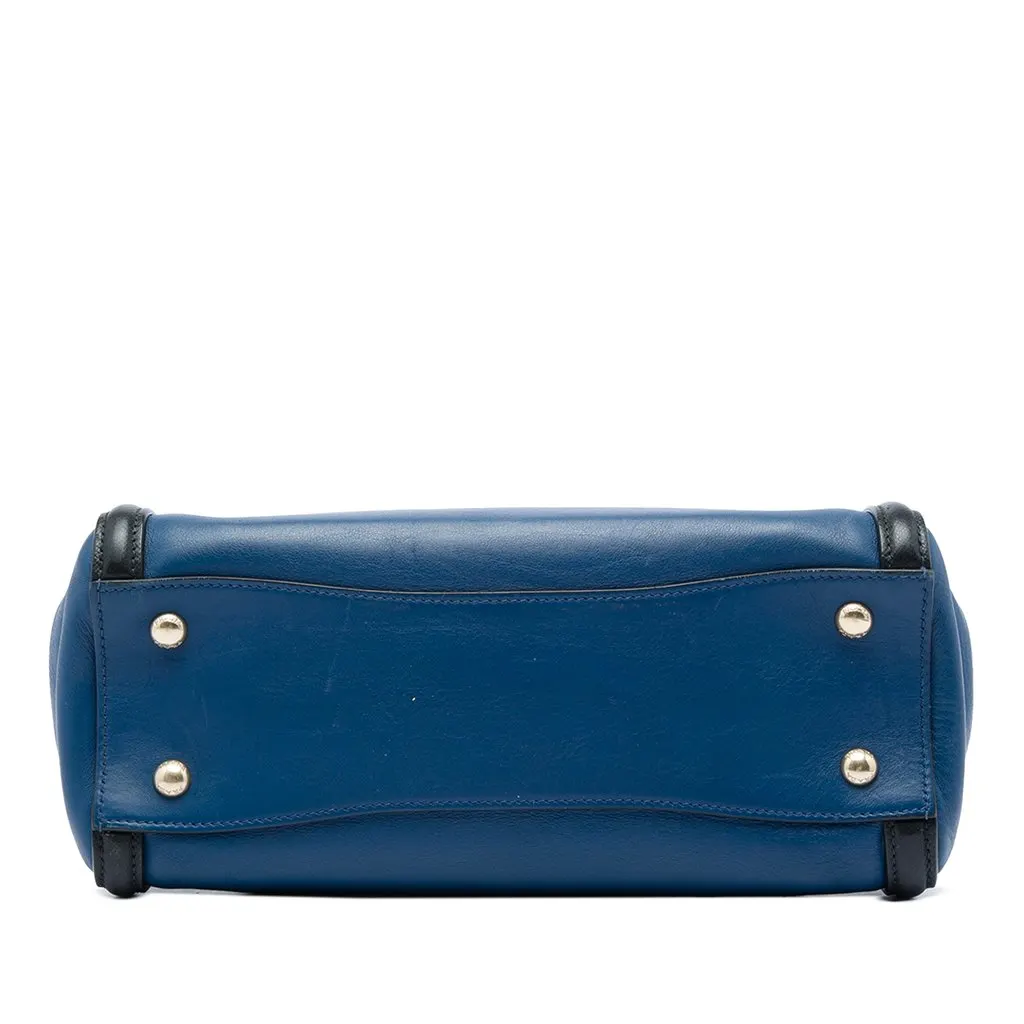 Prada Bicolor Saffiano Trimmed City Calf Double Zip Satchel Blue Leather Very good - Inside View