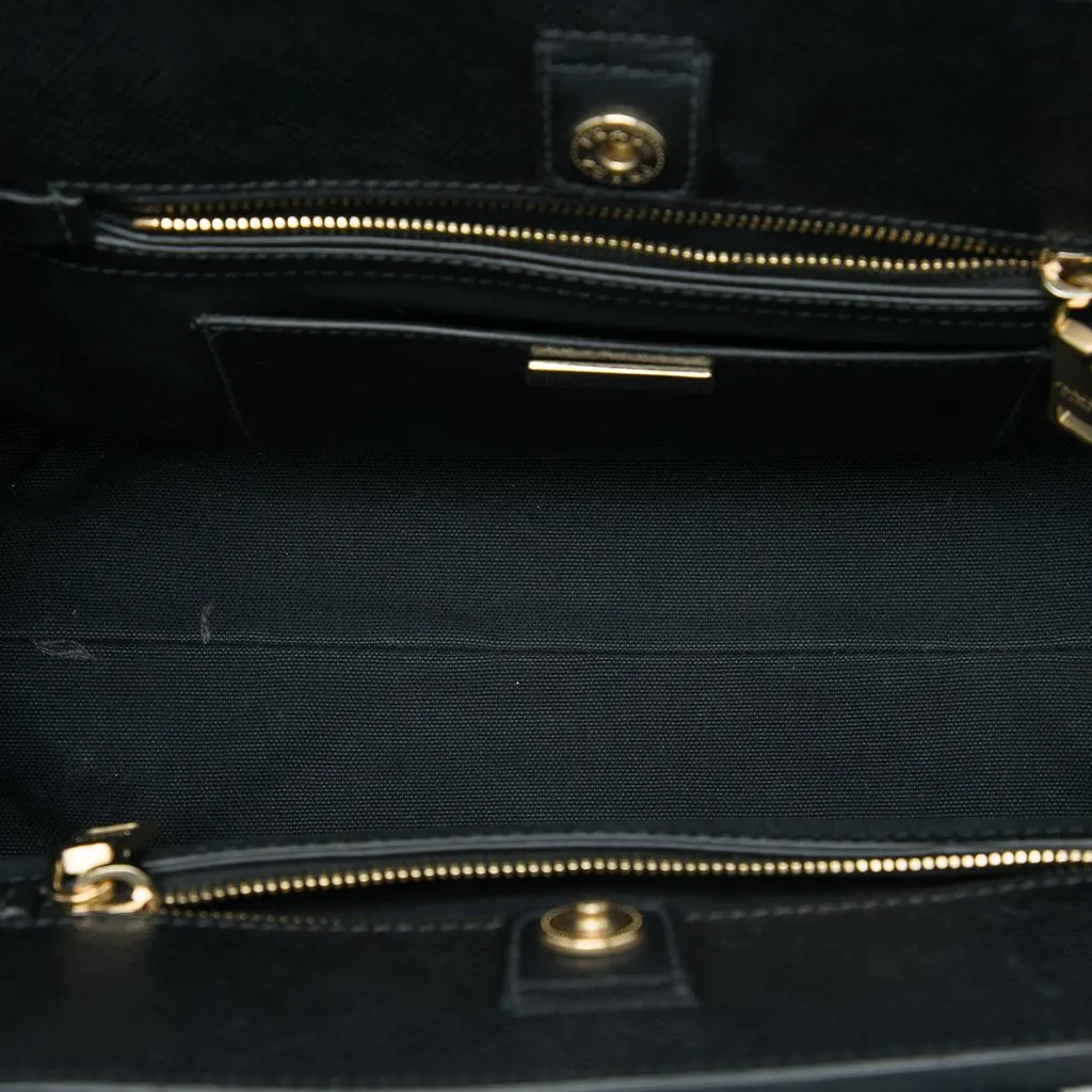 Prada Bicolor Saffiano Trimmed City Calf Double Zip Satchel Blue Leather Very good - Model View