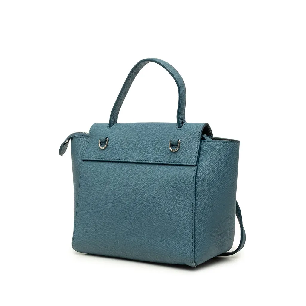 Celine Nano Grained Calfskin Belt Bag Blue Leather Very good - Back View