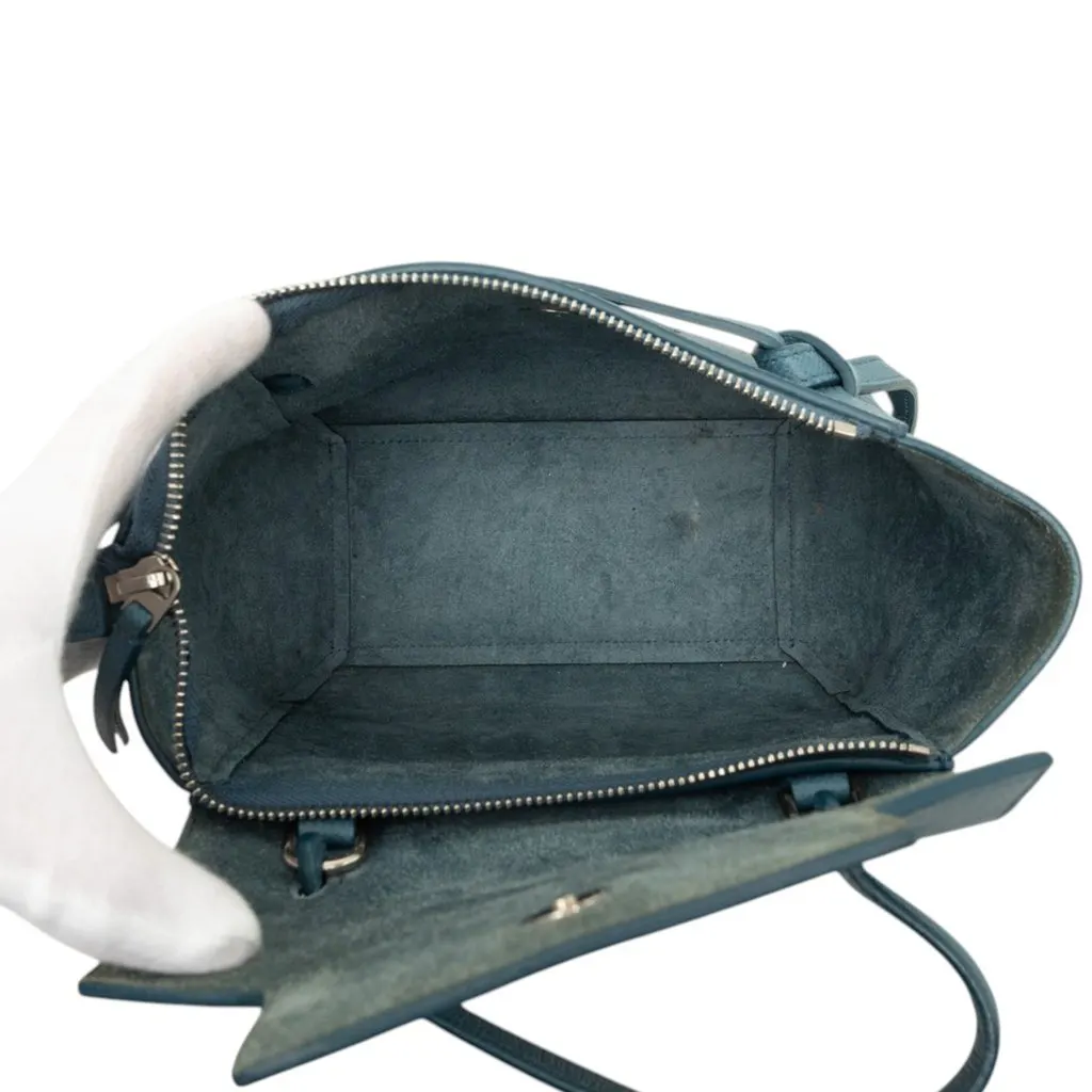 Celine Nano Grained Calfskin Belt Bag Blue Leather Very good - Model View