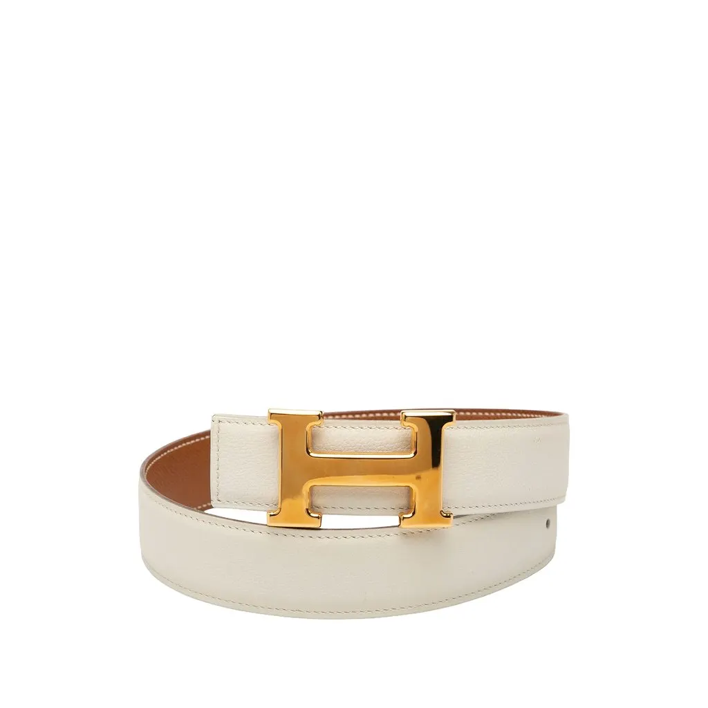Hermès Box Calf and Courchevel Constance H Reversible Belt