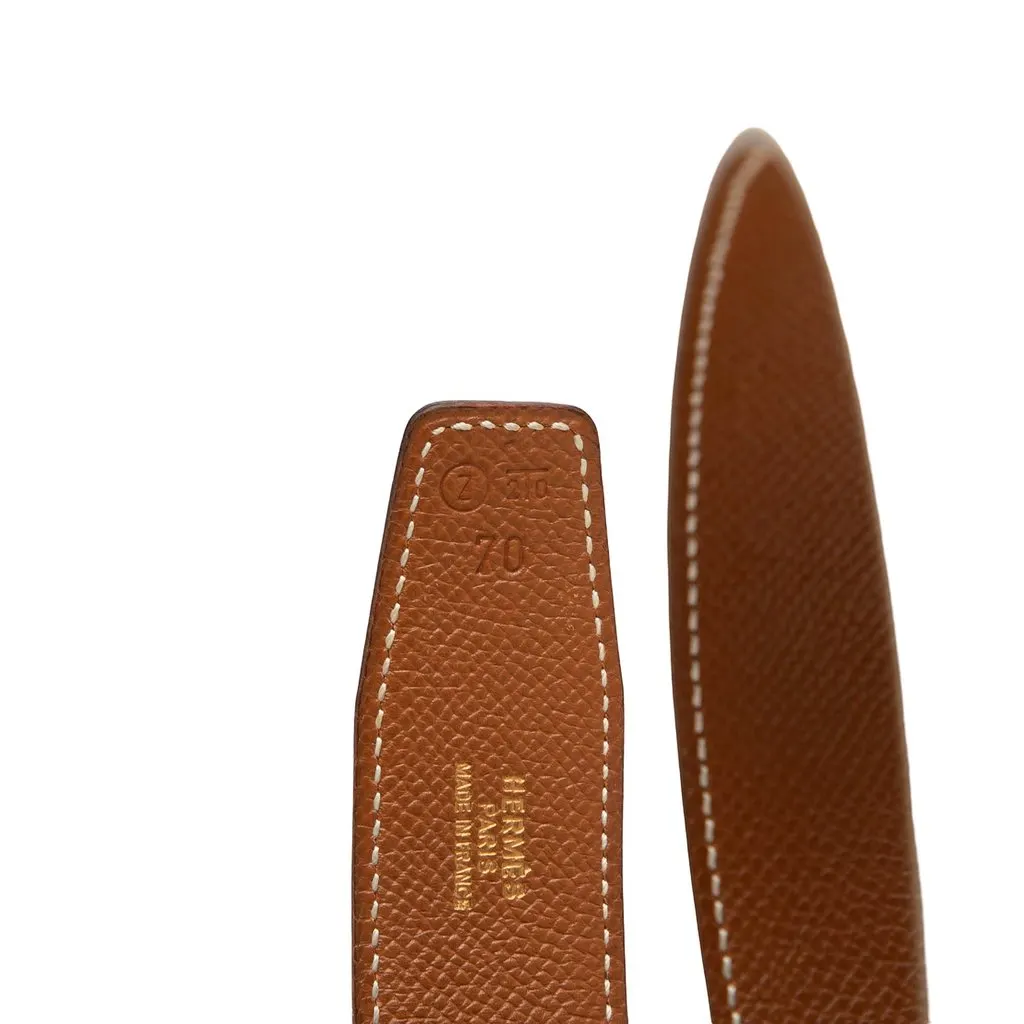 Hermès Box Calf and Courchevel Constance H Reversible Belt White Leather Very good - Box View