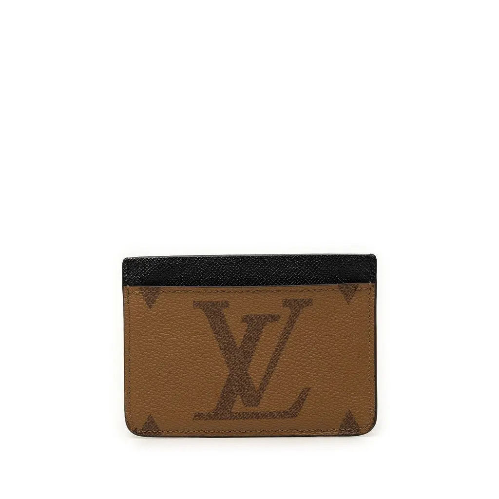 Louis Vuitton Monogram Reverse Side Up Card Holder Brown Canvas Very good - Front View