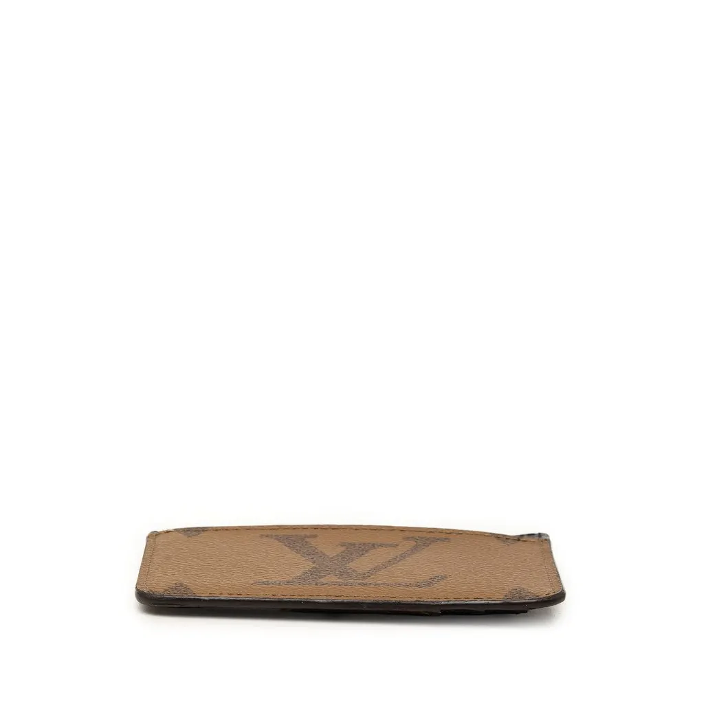 Louis Vuitton Monogram Reverse Side Up Card Holder Brown Canvas Very good - Inside View