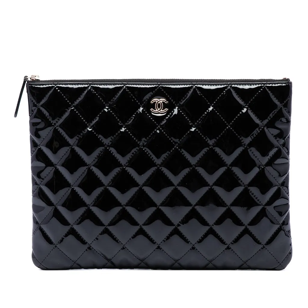 Chanel Medium Quilted Patent O Case Clutch
