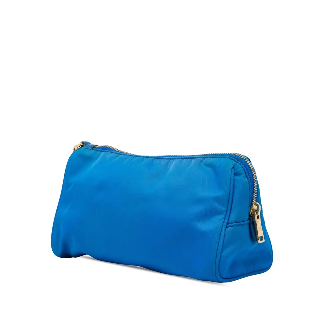 Prada Tessuto Cosmetic Pouch Blue Polyamide Good - Back View
