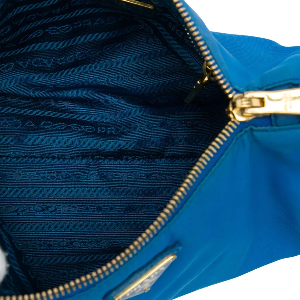 Prada Tessuto Cosmetic Pouch Blue Polyamide Good - Model View