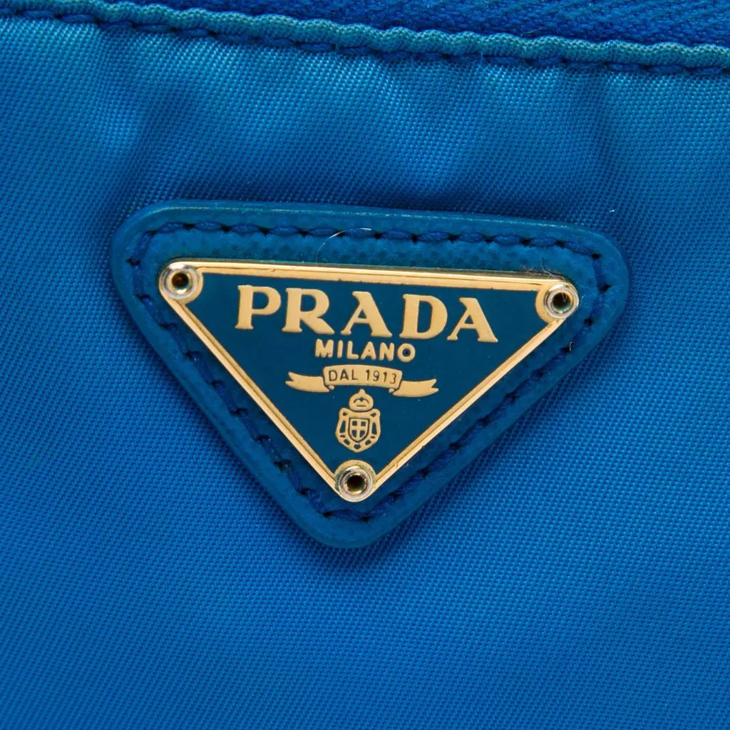Prada Tessuto Cosmetic Pouch Blue Polyamide Good - Box View