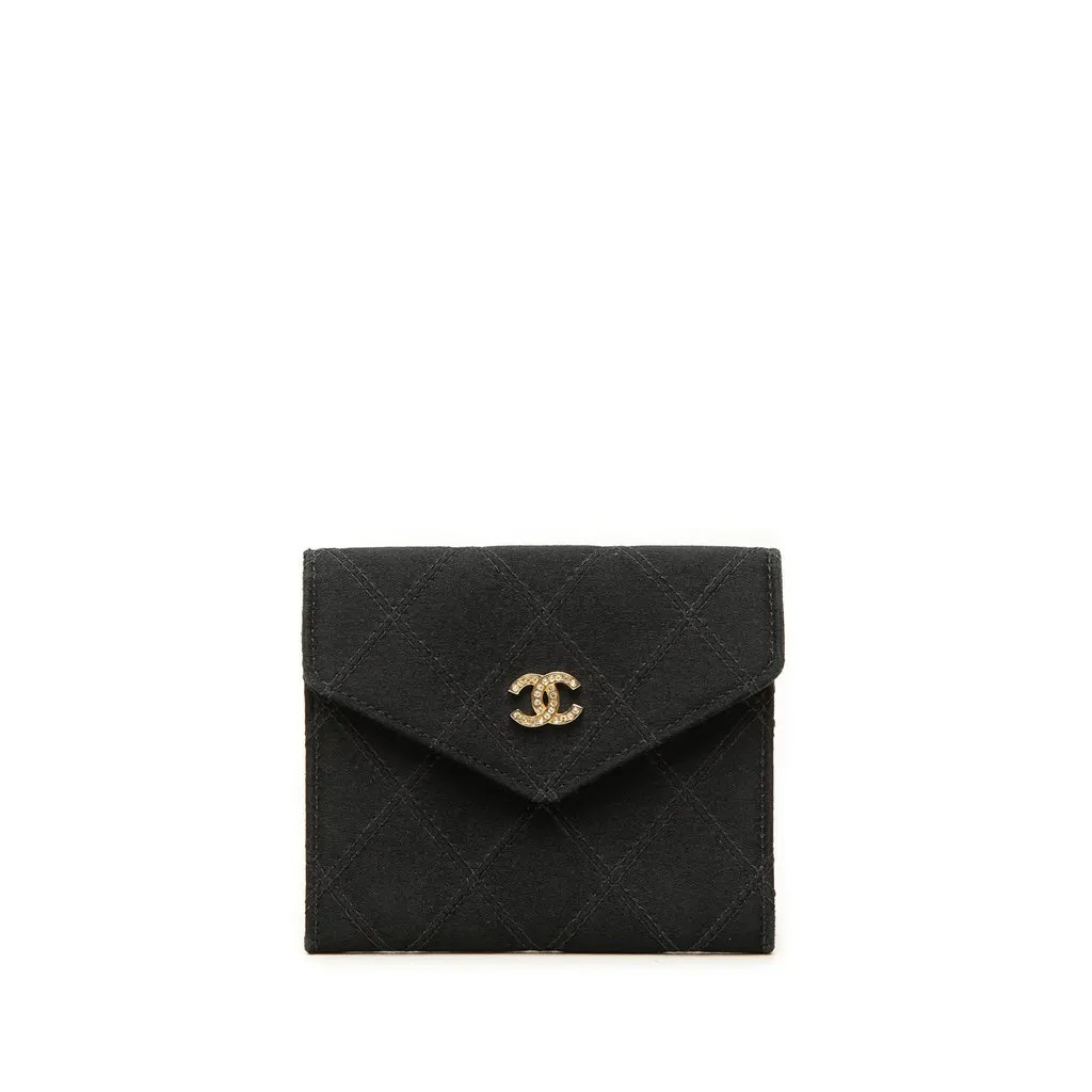 Chanel CC Satin Flap Coin Pouch Black Very good - Front View